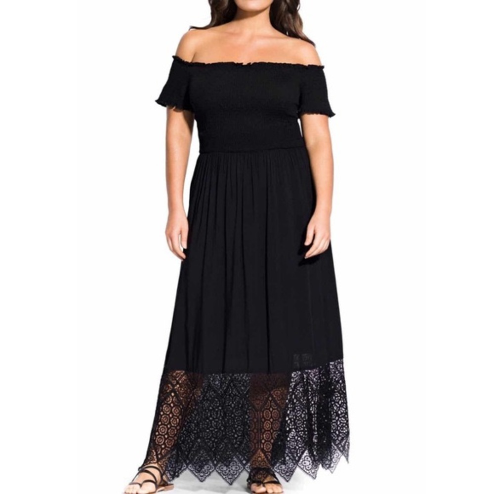 City Chic Embroidered Hem Maxi Dress